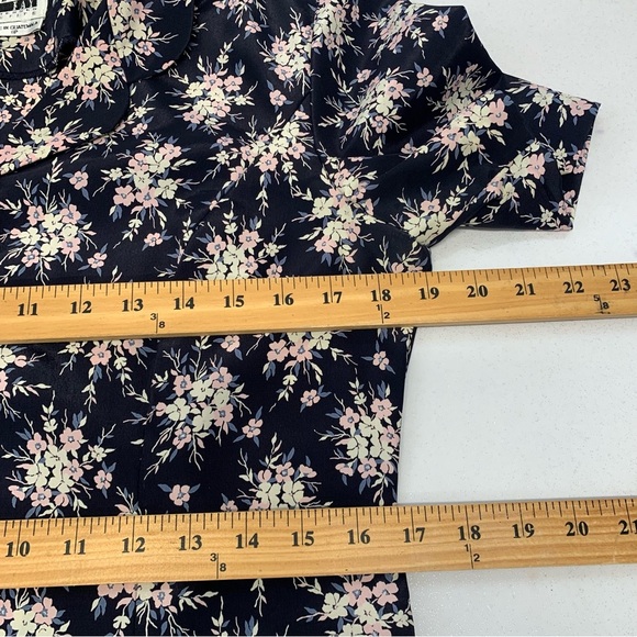 Leslie Fay Midi Dress 8P Blue Floral  Pearl Button Front Cottagecore Office - Picture 9 of 9